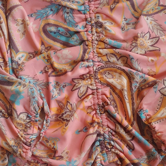 Boston Proper Pink Paisley Blouse with Bead Accents Small - Picture 2 of 8